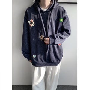 WY10203-特P45 加绒特P50美式重磅刺绣贴标连帽卫衣大码上衣男图片