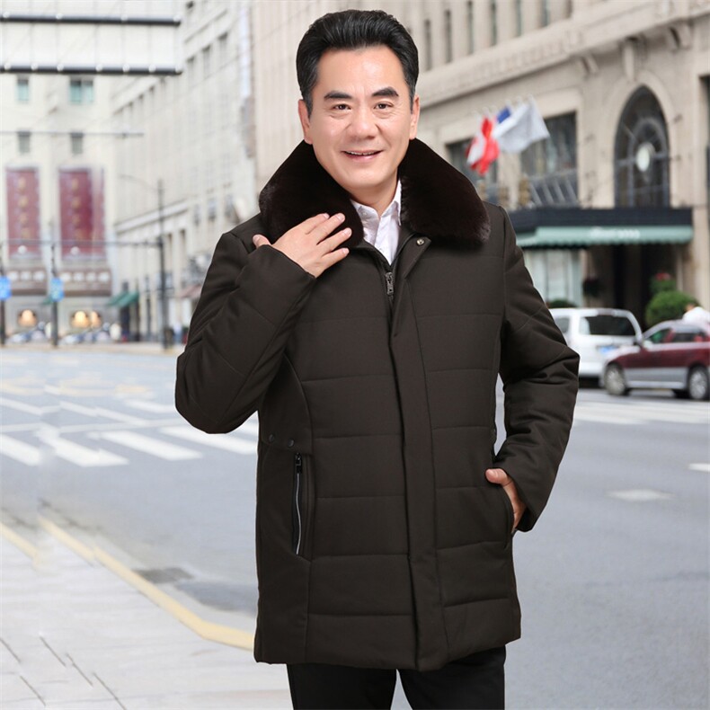 8801/P135冬季外套男中老年厚款棉袄男中长款中年棉服大毛领外套,男装棉衣,星座1216（原钱塘722）