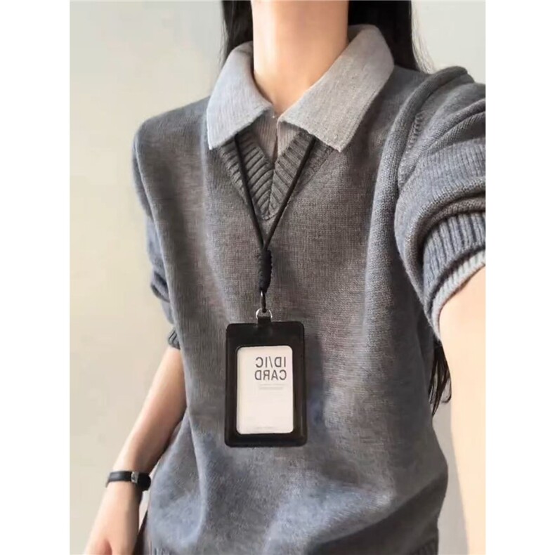 日系慵懒感叠穿针织马甲男女秋季高级感V领无袖毛衣复古百搭背心,男装针织衫/毛衣,星座516A