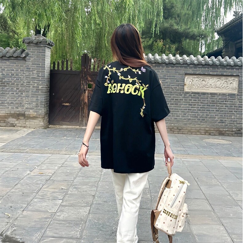 万针全刺绣工艺高品质260克双纱纯棉美式高街短袖T恤特P33,男装T恤,电商A486