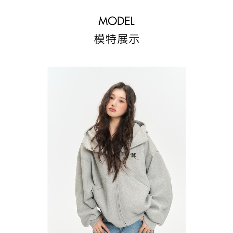 高领开衫空气层卫衣连帽上衣男女秋冬加厚情侣装外套WY8304P65,女装短外套,星座1013-5
