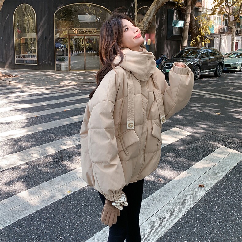 飘带短款羽绒服女2025冬季今年流行超好看学院风连帽90白鸭绒外套,女装羽绒服,2B188