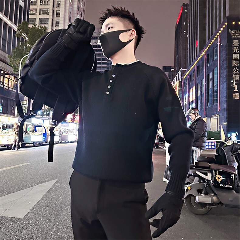 LV311/P88控118冬季假两件重磅纽扣设计感男士拼接毛衣针织衫首2,男装针织衫/毛衣,星座305B