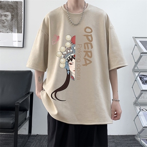 京剧脸谱麂皮绒短袖t恤男大码半袖男 JD82161-P25图片