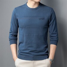 爸爸装春季新款圆领套头毛衣男士上衣中老年休闲春装针织衫衫，男装针织衫/毛衣，电商B212（原钱塘6029）