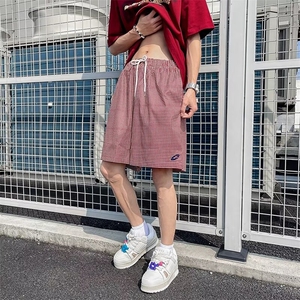 格子短裤男夏季潮流美式多巴胺裤子情侣休闲五分沙滩裤D2999-p26图片
