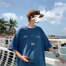 1YYDS/EMO字母图案港风情侣大码M-5XL风短袖男DT7643P25控38，男装T恤，星座226-2