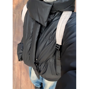 现货5W件冬季三防重磅boxy短款羽绒连帽PU皮棉衣外套防风加厚棉服图片