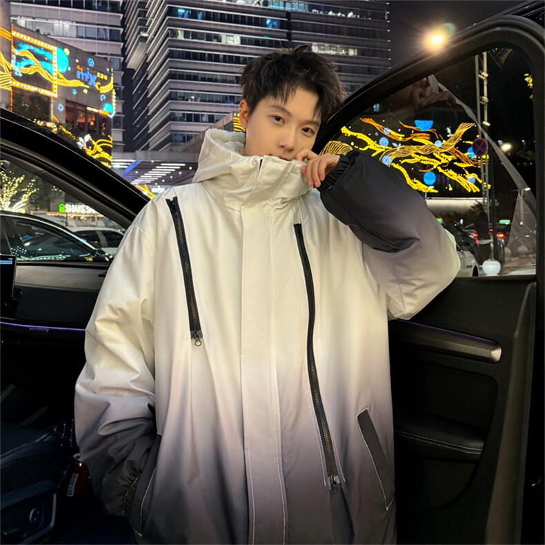 渐变三防户外冲锋衣内里600克仿兔毛潮牌棉衣XZ301AY08P128，男装棉衣，星座301A