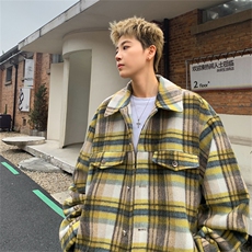 100聚酯冬款毛呢外套翻领夹克潮牌上衣外套男女N328特P95控158，男装夹克，电商B370