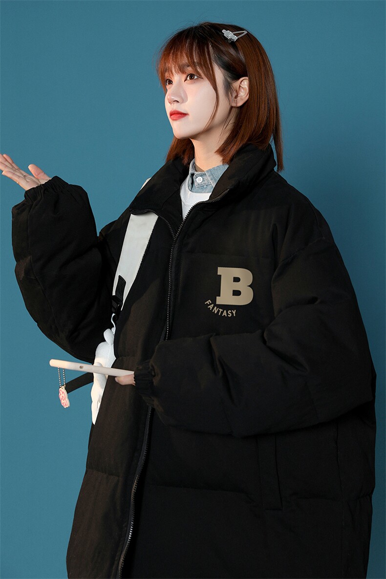 中性22冬季时尚潮流B字母加厚保暖纯色立领棉衣MY7022P85控118,男装棉衣,A247A