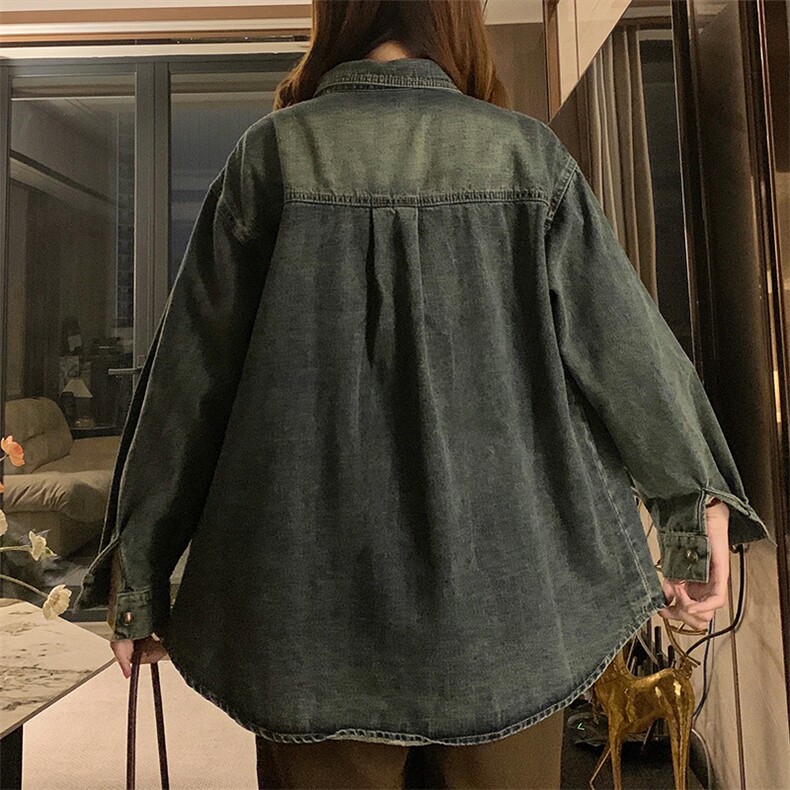 复古牛仔外套女春秋季2025新款宽松百搭衬衫港风休闲上衣C628-88,男装衬衫,星座911-2(原星座613-2）