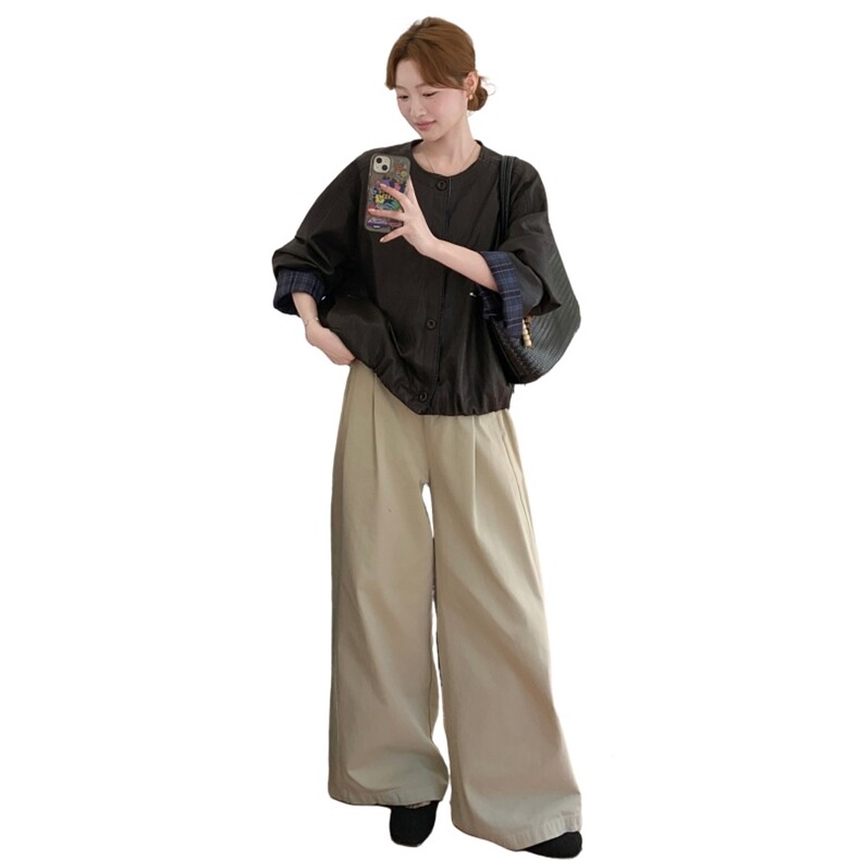 高级感咖色皮衣外套女2025新款宽松无领独特超好看PU皮夹克，女装皮衣，2C159