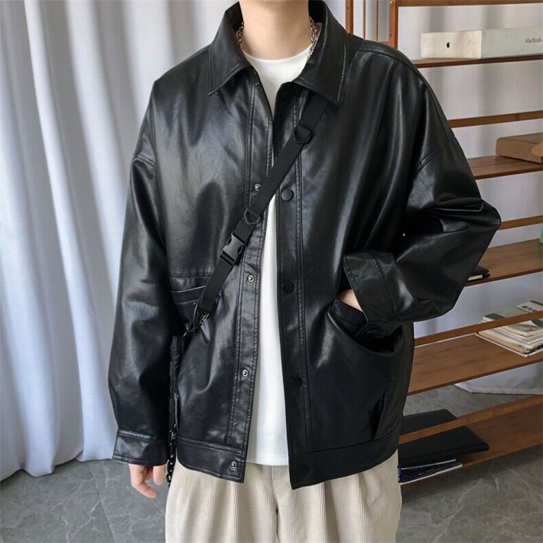 现货-春装皮衣外套男PU机车服皮夹克上衣2025新款A560p95绒105,男装夹克,电商A351