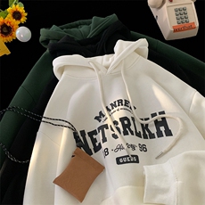 美式字母印花连帽卫衣男女宽松情侣套头外套潮914-4-WY06-P45控68，女装短外套，星座914-4