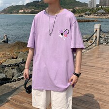 图案已注册港风日系休闲情侣潮大码风短袖T恤 DT746F25控39图片