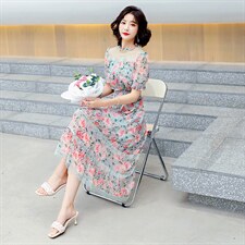 240斤大码女装夏季碎花雪纺连衣裙260特肥超胖300胖mm显瘦裙子220，女装连衣裙，妙形