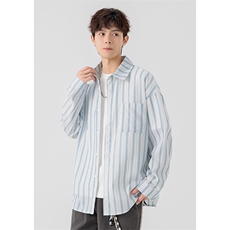CD5476改长袖C5466春季2026条纹撞色宽松时尚衬衫外套男特P32控59，男装衬衫，电商A001