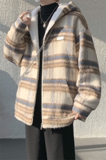 秋冬款贴标羊羔毛棉服加绒连帽加厚外套A071-5023-P118，男装棉衣，电商A071