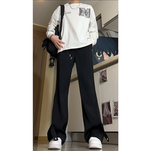 26微喇休闲西裤时尚百搭潮流拼接直筒高个子裤子504-K209-P45控68