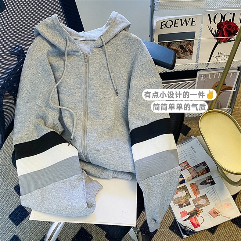 秋装开衫纽扣连帽外套女卫衣设计感潮牌卫衣韩版宽松E631-P45,女装短外套,星座911-2(原星座613-2）