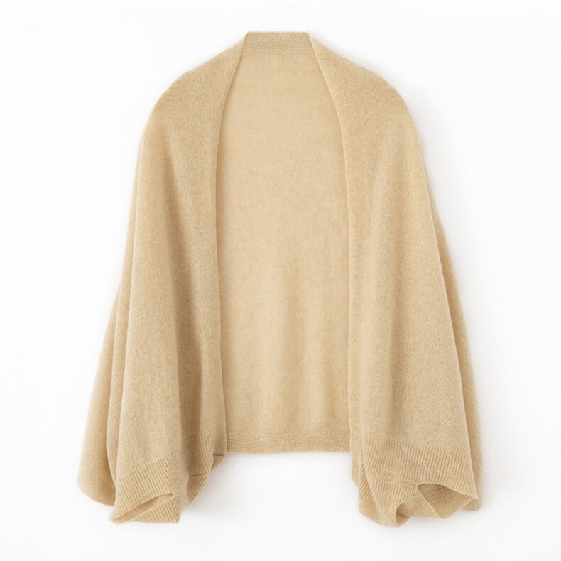 可披可围~气质！A规baby100%纯山羊绒针织开衫女披肩宽松百搭外套,饰品披肩,初婷羊绒