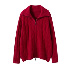 2025七针绞花全拉链外套软糯舒适百搭图片