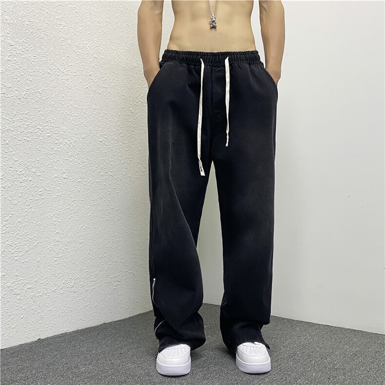 k787-p55-控78 拉链黄泥牛仔在高阶宽松大码牛仔裤cityboy图片
