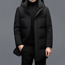 羽绒服男连帽加厚保暖休闲冬季中年男装鸭绒外套中长款爸爸外套，男装羽绒服，钱塘6003（原4033）