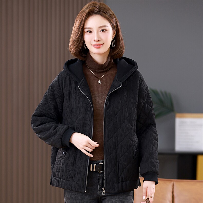 2025冬季连帽时尚休闲加厚保暖舒适棉服,女装派克服,独衣靓