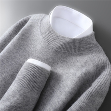 2025时尚百搭圆领长袖羊毛衫男士，男装羊毛衫，忠诺羊绒