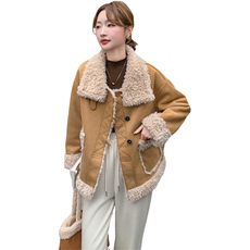 【现货上新！】拼色麂皮羊羔毛皮毛一体外套A826P185K268，女装短外套，2C269