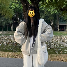 抖音得物高品质二开26春装美式重磅宽松结构双面连帽卫衣外套W68，女装短外套，电商A486