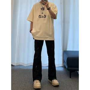 美式复古泼墨漆点牛仔裤图片