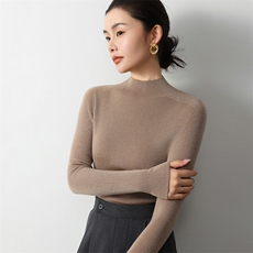 打底王口碑返场精纺扬子纱经典半高领修身高弹内搭衫，女装羊毛衫，挚尚羊绒