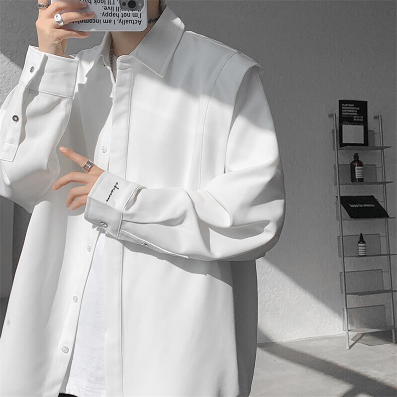 8XL-M春夏假两件衬衫长袖大码痞帅高级感衬衣垂感外套CS9005/P60图片