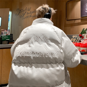 港风鳄鱼纹钢印字母设计棉衣大码潮流休闲棉衣男MY77728P128控168图片
