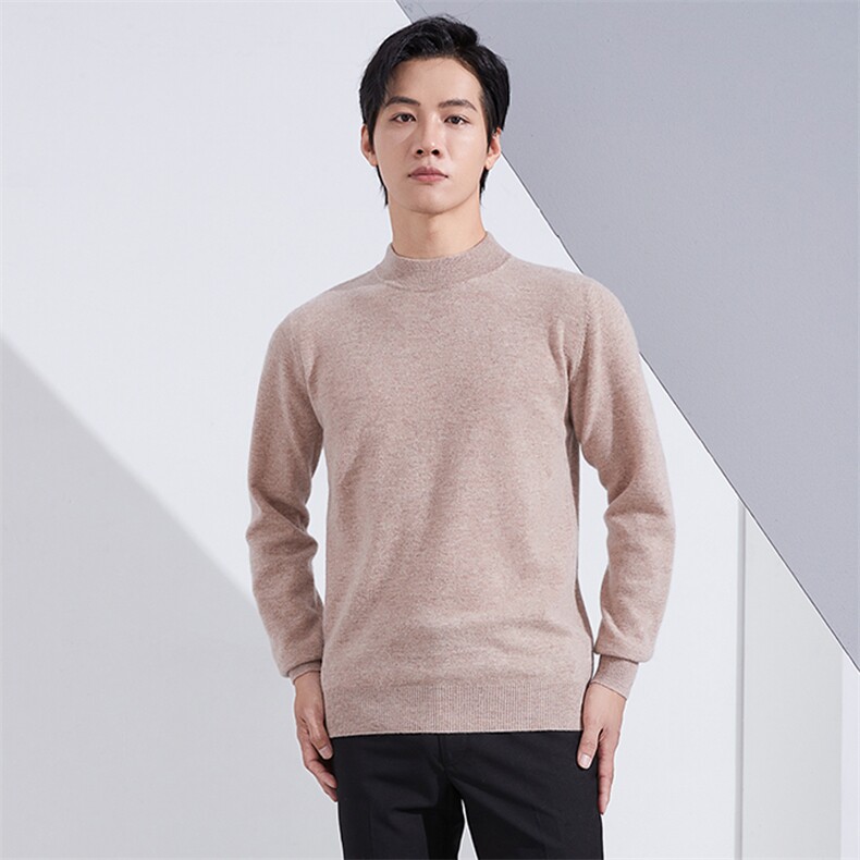 2024年秋季纯色长袖时尚都市套头半高领羊毛衫，男装羊毛衫，牧绒家园高端店