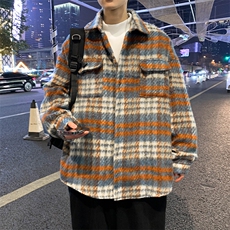 夹克男士韩版潮流格子拼色帅气2024春季新款ins宽松外套W5751-P62，男装夹克，星座412-2
