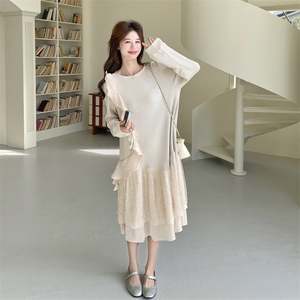 26春新款现-优雅亮丝小众设计感华夫格连衣裙2611-P180K288图片