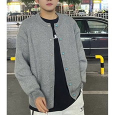绿松石纽扣针织开衫男秋季cleanfit慵懒风休闲情侣装韩式毛衣外套，男装针织衫/毛衣，星座813-2