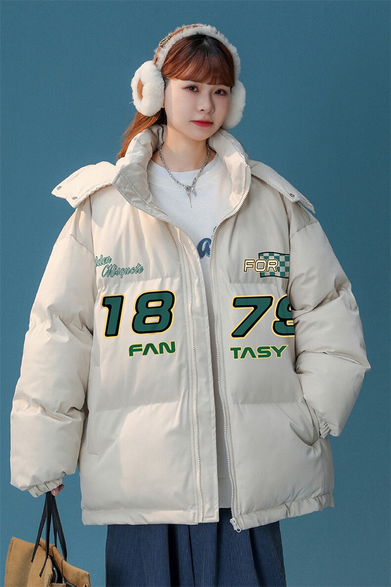 中性22冬季潮流设计感潮牌印花加厚连帽面包服棉衣MY209P115控158,男装棉衣,A247A