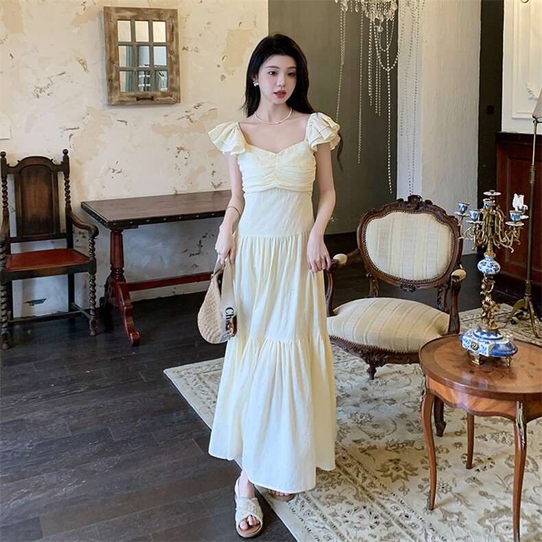 24年夏新款法式宫廷绝美仙女小飞袖连衣裙2C135-5066P130K198,女装连衣裙,2C135