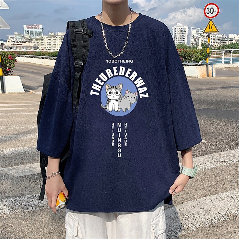 Q11160-P30 春夏季七分袖t恤男大码五分袖男短袖中袖图片