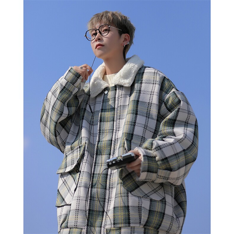 F18-P85美式复古小香风格子棉衣外套2024冬季新款羊羔毛棉服男,男装夹克,星座512-6