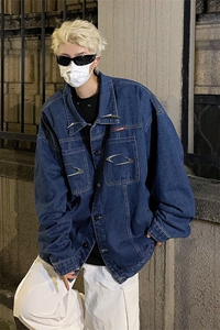 男装牛仔外套 2026秋季几何绣标印花男生翻领夹克XZ514-2-N98-P88图片