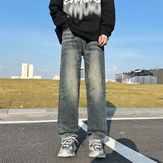 美式vibe风裤子ins高街牛仔裤男小众设计感休闲直筒裤C9822-p45，男装牛仔裤，星座1008