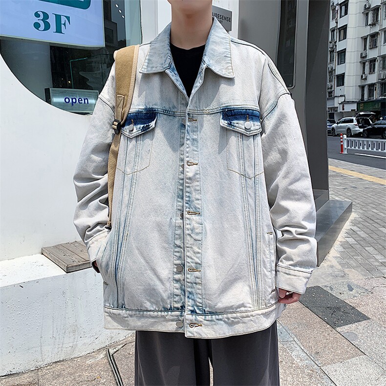 水洗白做旧工装牛仔外套男潮复古衣服春季休闲高街夹克JK857-P70,男装夹克,星座1103-3