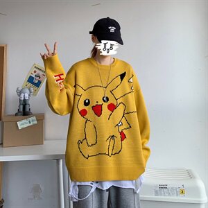 秋冬中性风情侣毛衣宽松韩版ins潮流个性男女套头针织衫T809-P75图片