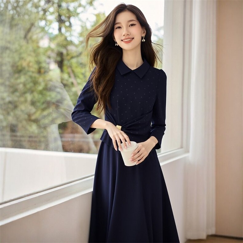 气质连衣裙2026年春季新款假两件套装女显瘦高级感贵夫人长袖裙子图片